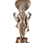 Brass Lord Vishnu Standing with Sheshanaag | 17.5" x 7" x 5" (44.45 x 18 x 12.5 cm) | 7 kg Sacred Art | Divine Lotus Sacred Murti